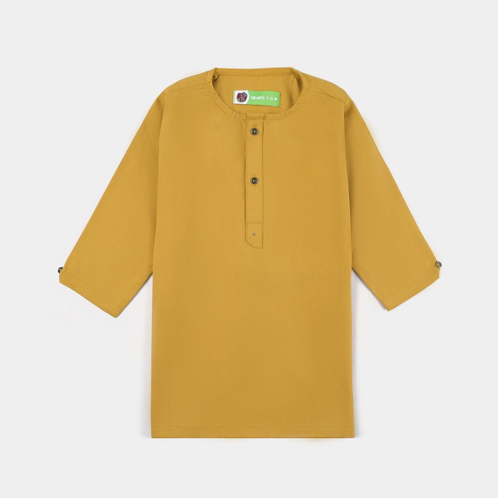 Infant Boys Poly Viscose Shalwar Suit (Cut Collar) - Mustard