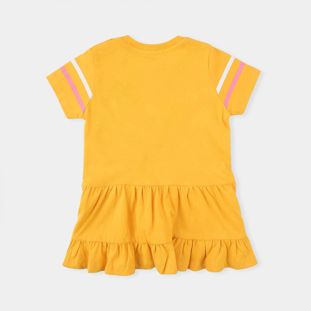 Infant Girls Cotton Jersey Knitted Frock Summer Paradise-Citrus