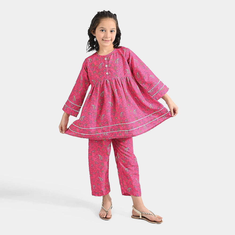 Girls Poly Lawn Printed 2 Pcs Paisley