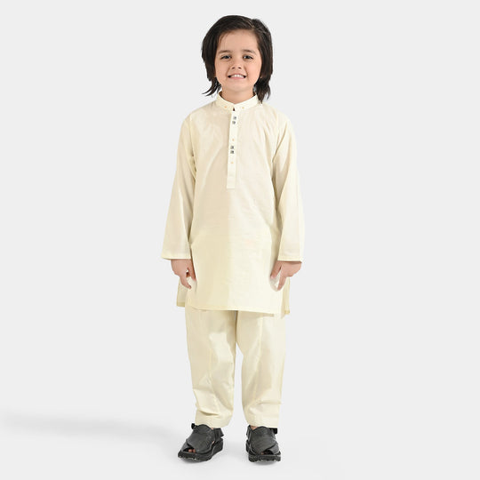 Boys Cotton Poplin Shalwar Suit (Elegant)-OFF-White