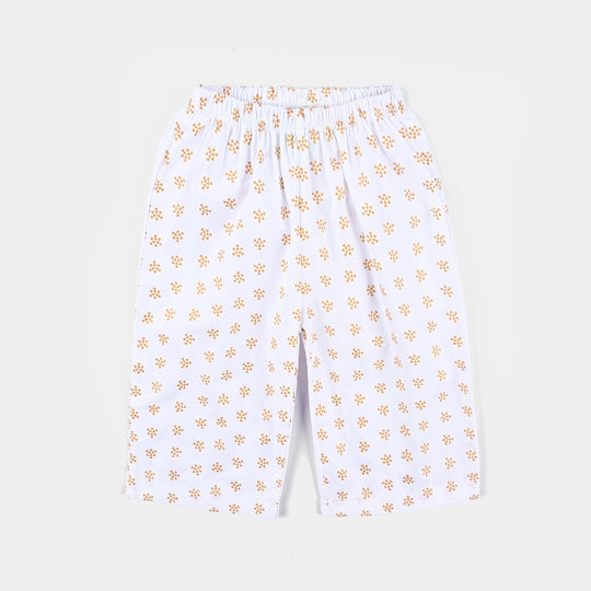 Infant Girls Cotton Printed Culotte-White