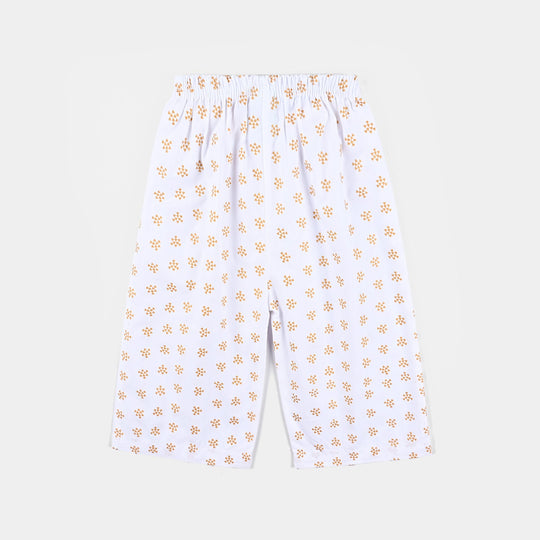 Infant Girls Cotton Printed Culotte-White