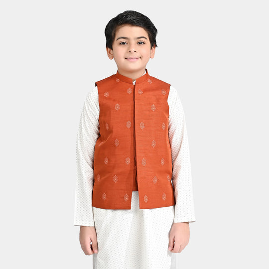 Boys Poly Viscose Waistcoat -Rust