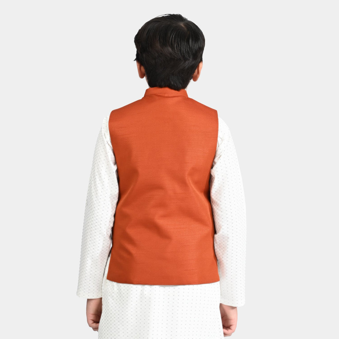 Boys Poly Viscose Waistcoat -Rust