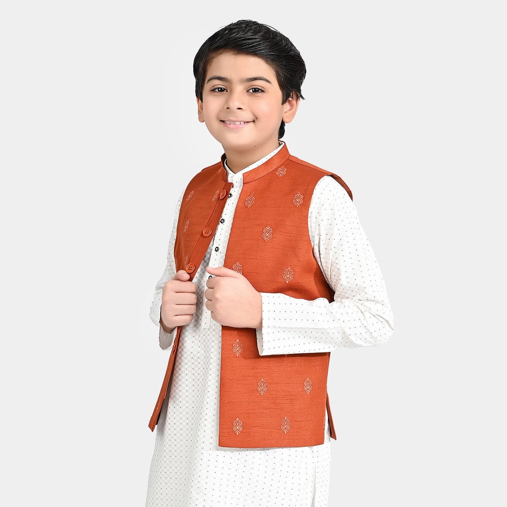 Boys Poly Viscose Waistcoat -Rust