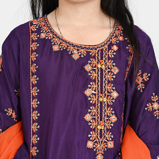 Girls Raw Silk 3 Pcs Huns-E-Jahaan-Purple