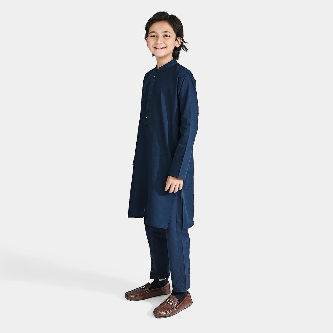 Boys Cotton Shalwar Suit (Metal Stud)-NAVY