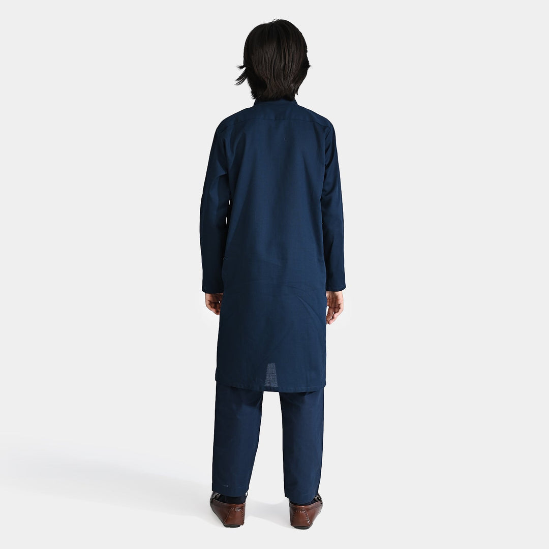 Boys Cotton Shalwar Suit (Metal Stud)-NAVY