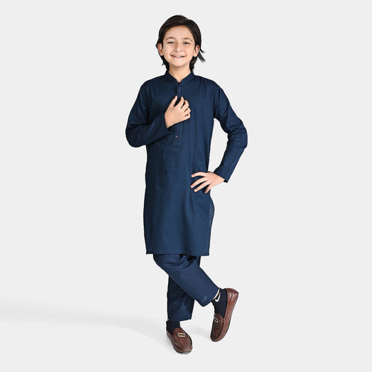 Boys Cotton Shalwar Suit (Metal Stud)-NAVY