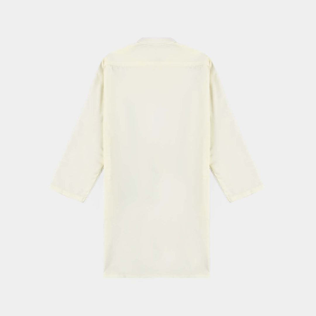Boys Poly Viscose Kurta Pajama Suit (Square PKT)-Off White