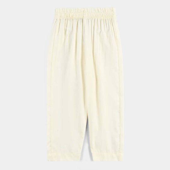 Boys Poly Viscose Kurta Pajama Suit (Square PKT)-Off White