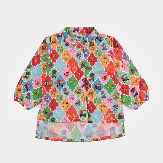Infant Girls Poly Net Printed 2Pcs RikShaw-Multi