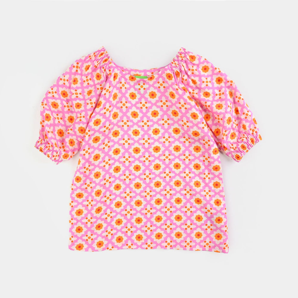 Infant Girls Cotton Viscose Co-Ord Set Mosaic-PINK