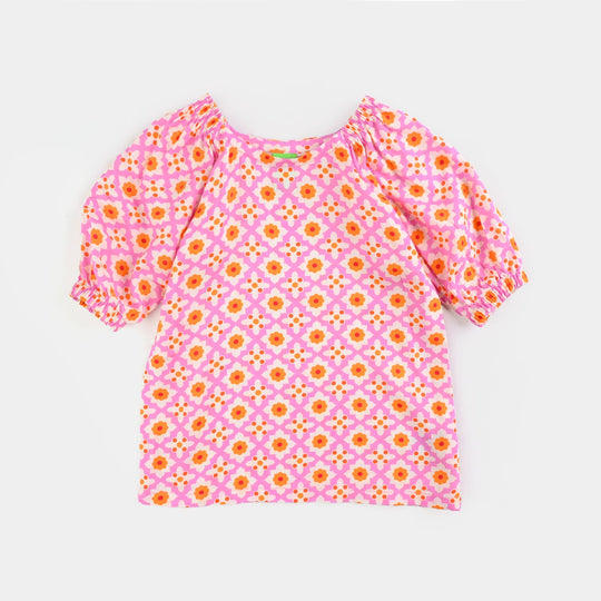 Infant Girls Cotton Viscose Co-Ord Set Mosaic-PINK