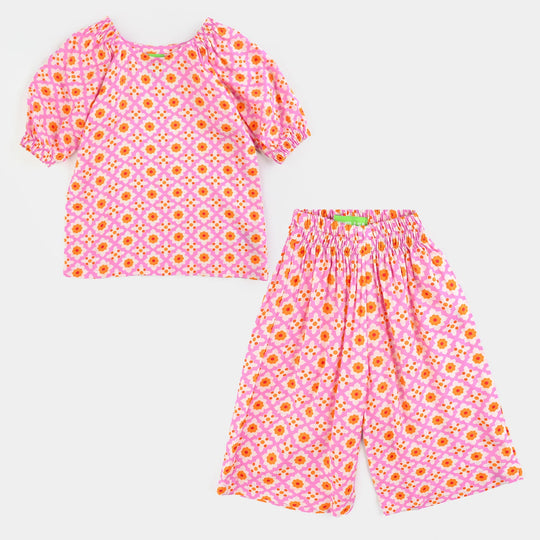 Infant Girls Cotton Viscose Co-Ord Set Mosaic-PINK