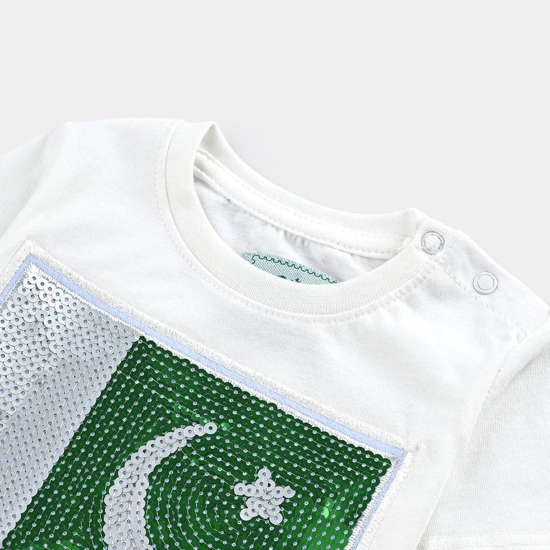Infant Boys Poly Cotton Jersey T-Shirt SEQUINS FLAG-Snow White