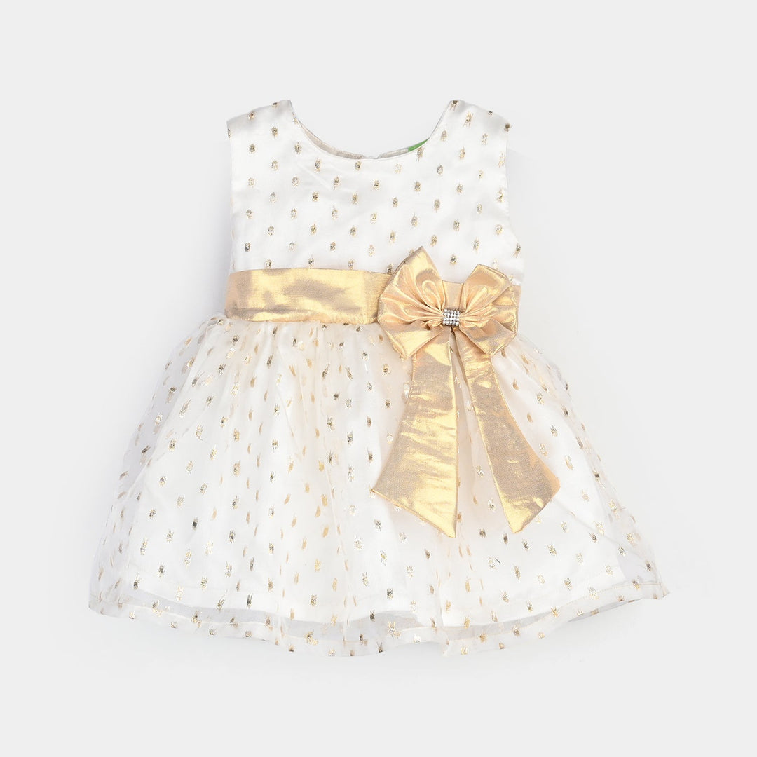 Infant Girls Organza Frock Grace-White.Gold