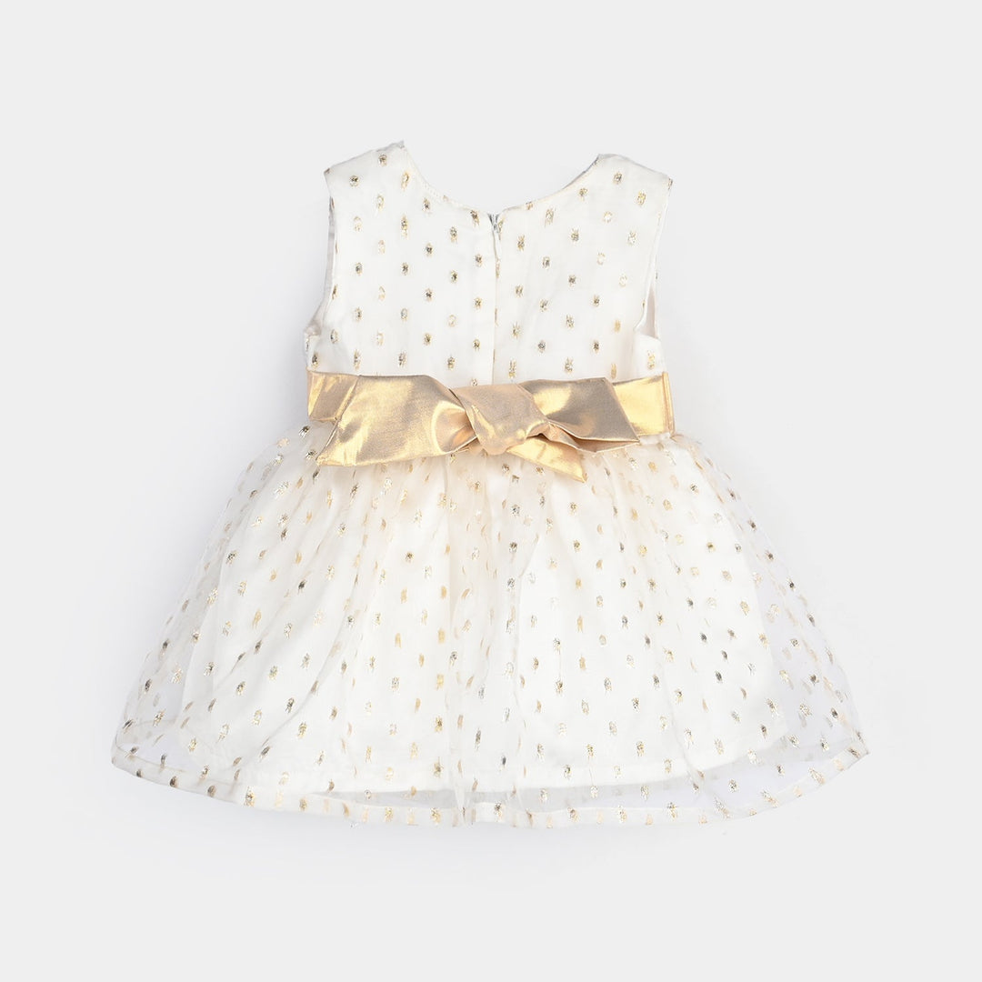 Infant Girls Organza Frock Grace-White.Gold