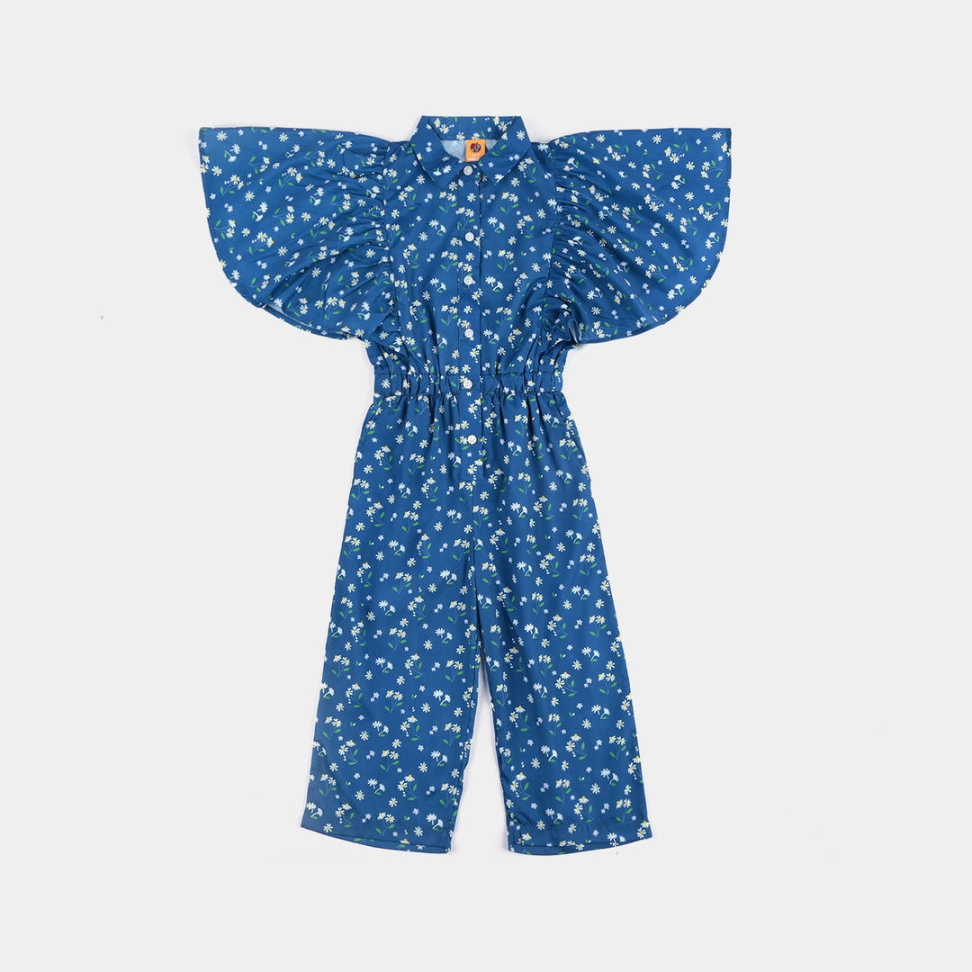 Girls Poly Mesh Jump Suit Blue Bell-Multi