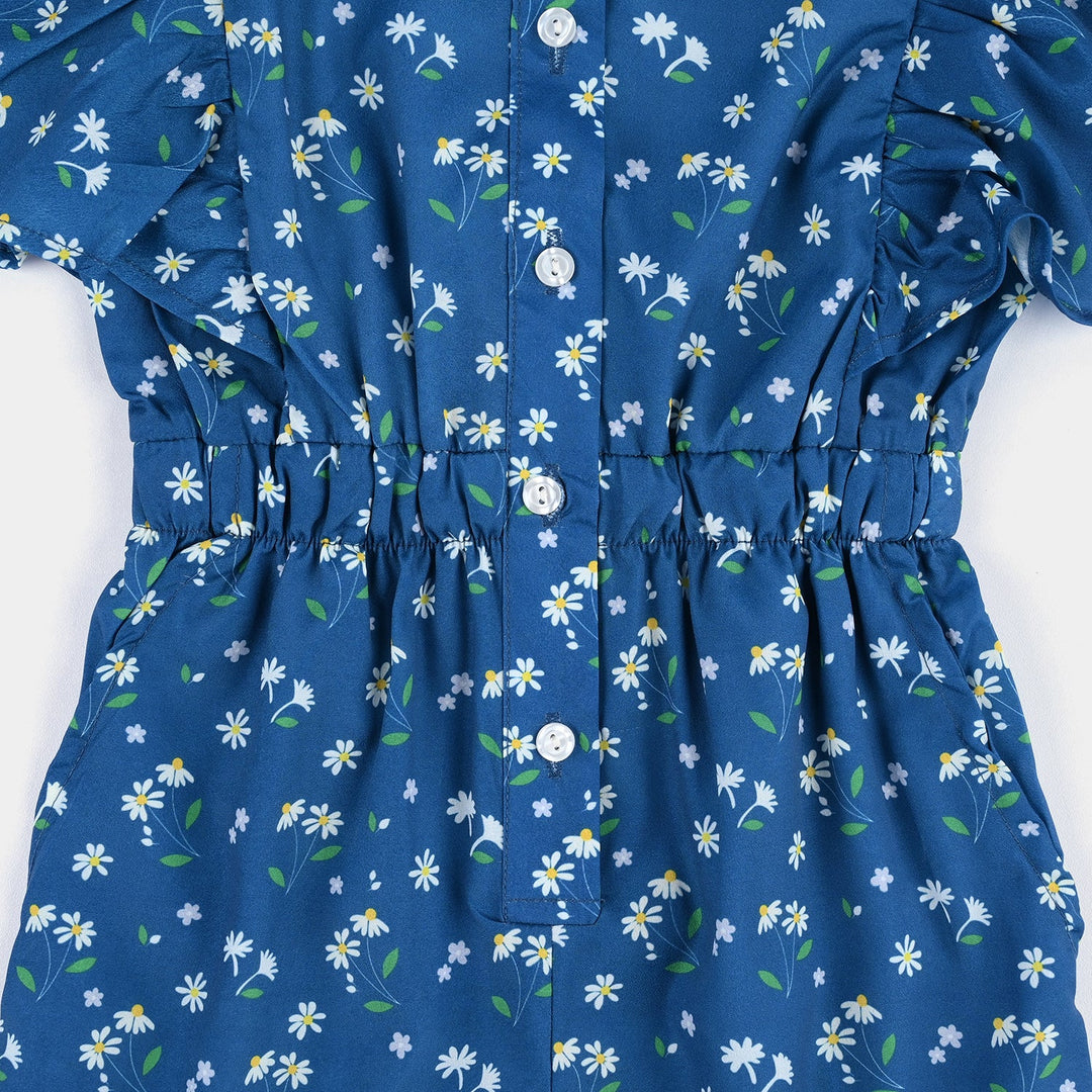 Girls Poly Mesh Jump Suit Blue Bell-Multi