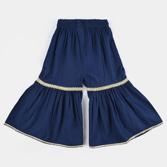Infant Girls Cotton Slub Emb 2Pcs Raqs-Navy Blue