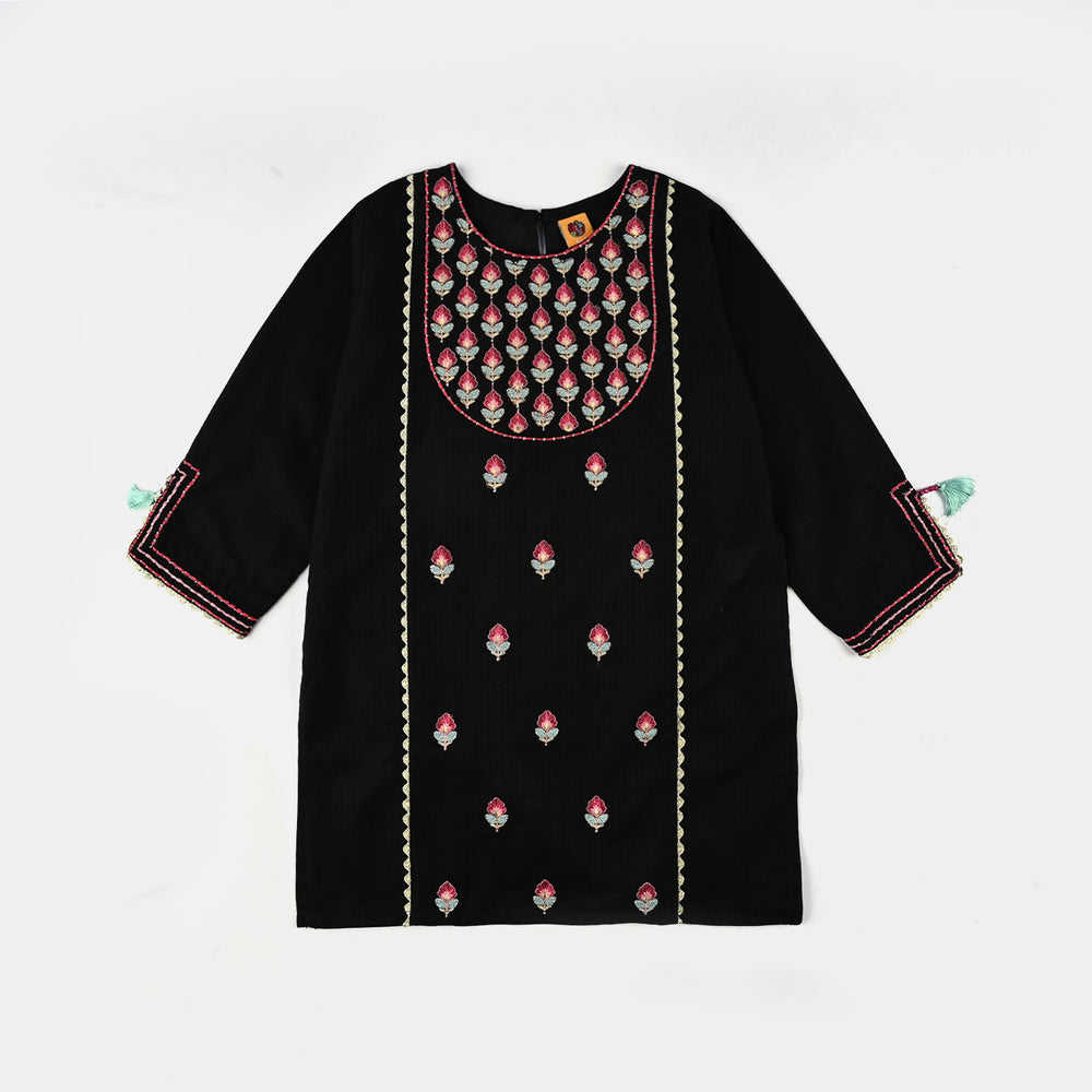 Girls Cotton Emb 2Pcs Gulbahar-BLACK