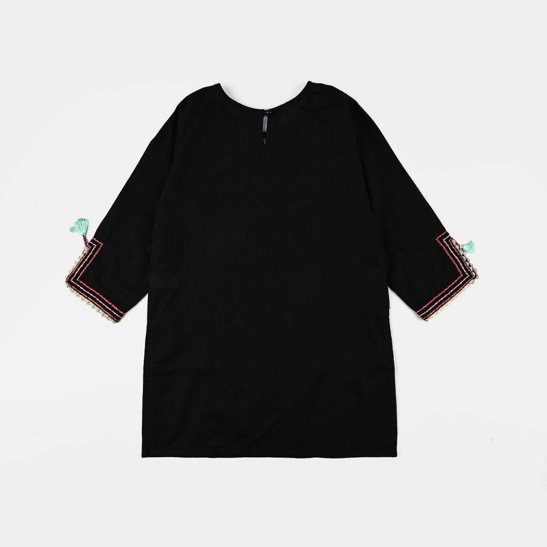 Girls Cotton Emb 2Pcs Gulbahar-BLACK