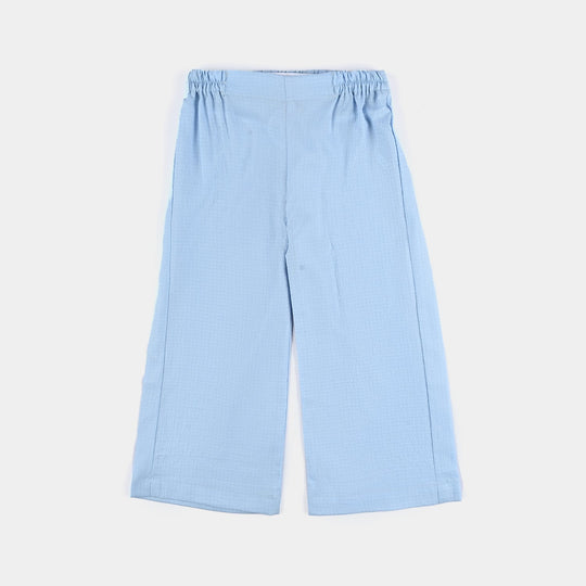Girls Poly Crinkle Emb Co-Ord Set Frill Collor - Blue