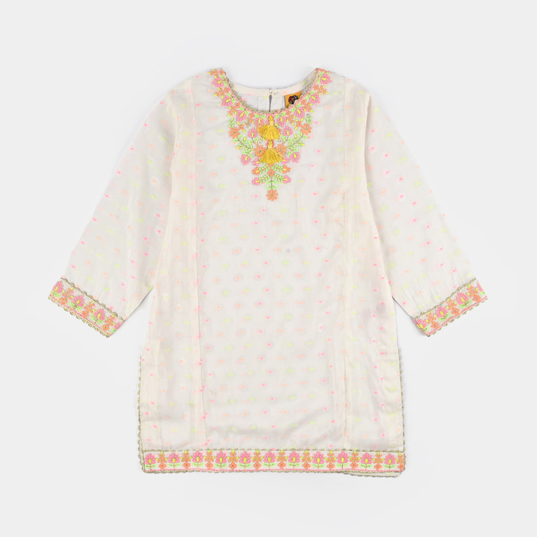 Girls Jacquard 2 Pcs Neon-WHITE