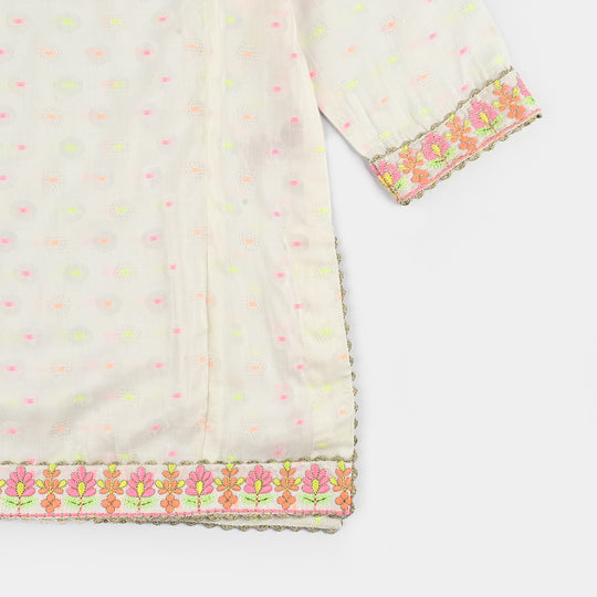 Girls Jacquard 2 Pcs Neon-WHITE