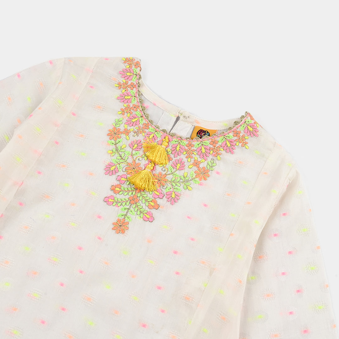 Girls Jacquard 2 Pcs Neon-WHITE