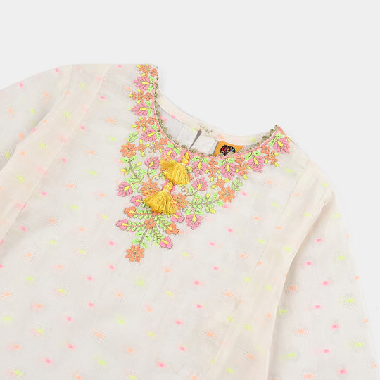Girls Jacquard 2 Pcs Neon-WHITE