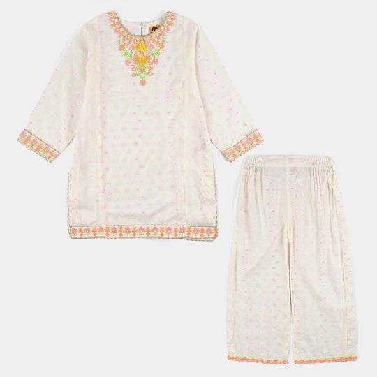 Girls Jacquard 2 Pcs Neon-WHITE