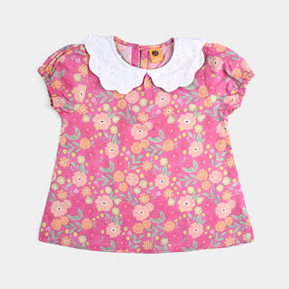 Girls Cotton Poplin Casual Top Candy-Pink