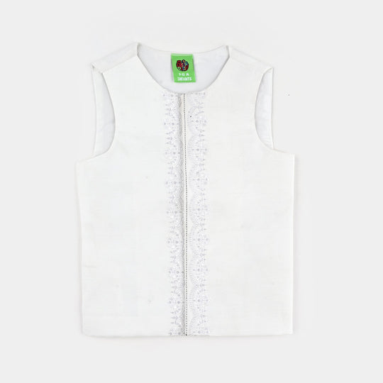 Infant Boys Poly Viscose 3 Piece Suit-White