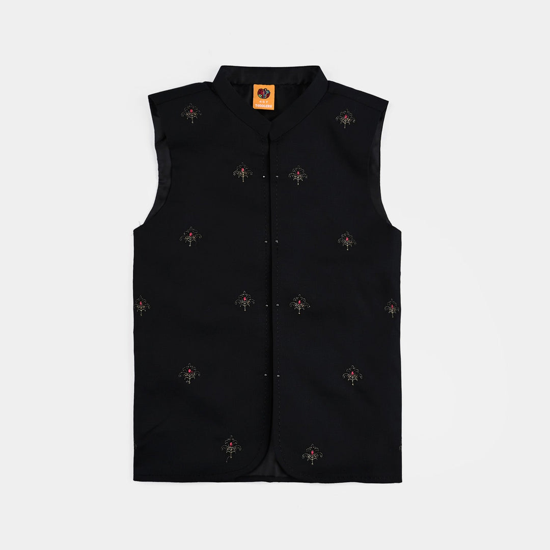 Boys Cotton Poplin 3 Piece Suit-BLACK