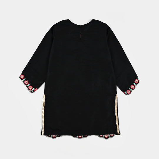 Girls poly cambric 3Pcs Phool Patti-BLACK