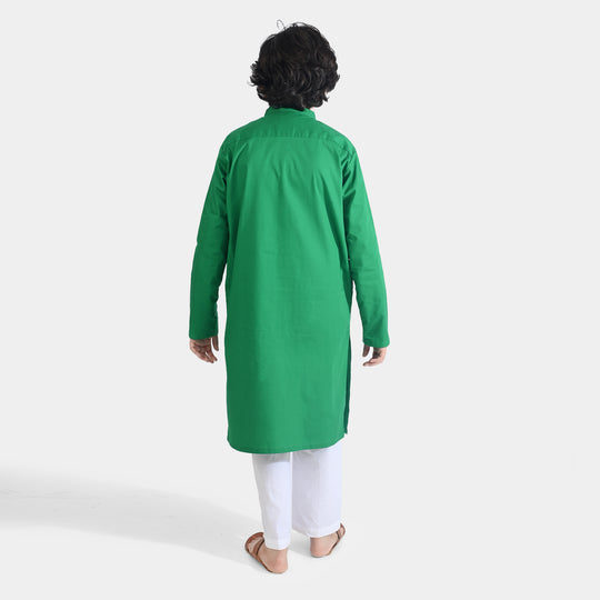 Boys Cotton Poplin Kurta (Basic Funk)-GREEN