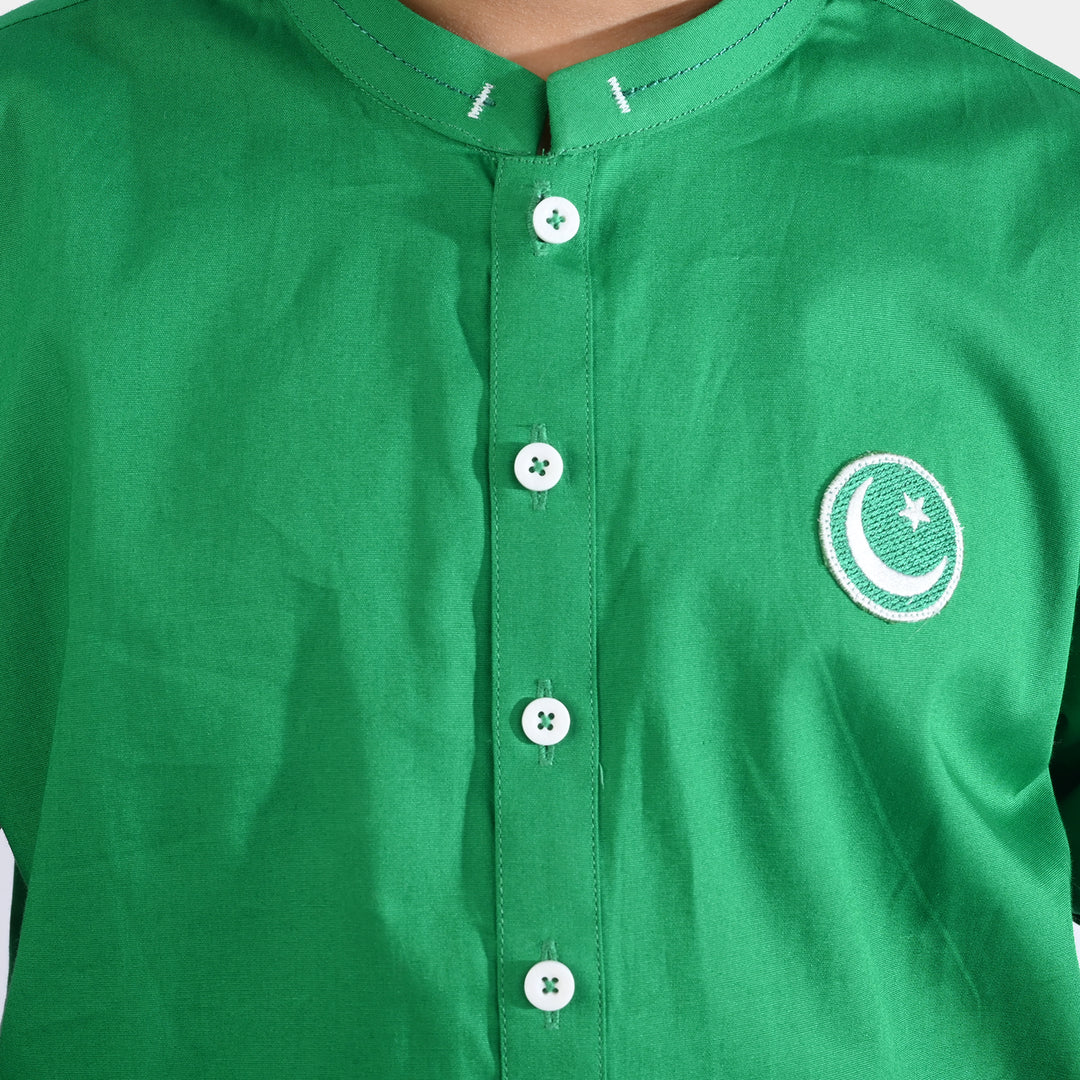 Boys Cotton Poplin Kurta (Basic Funk)-GREEN