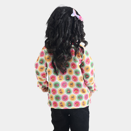 Infant Girls Poly Net Casual Top Chai Biscuit -Multi