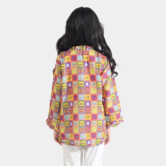 Girls Poly Net Casual Top Ticket Ind-Multi