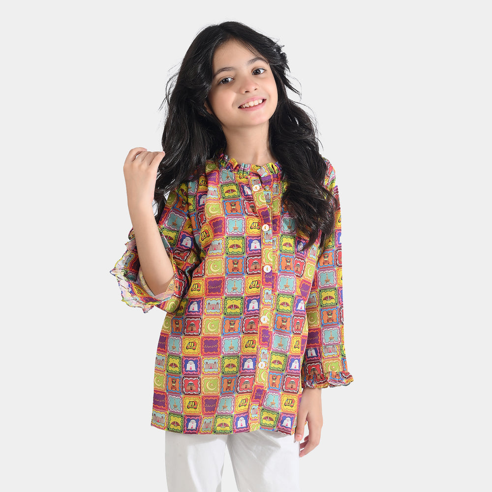 Girls Poly Net Casual Top Ticket Ind-Multi