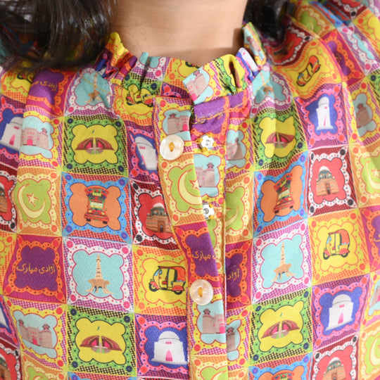 Girls Poly Net Casual Top Ticket Ind-Multi