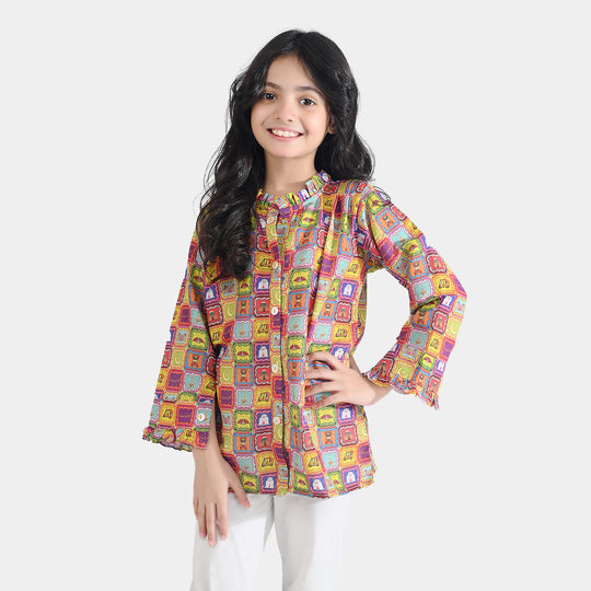 Girls Poly Net Casual Top Ticket Ind-Multi