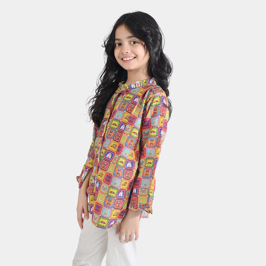 Girls Poly Net Casual Top Ticket Ind-Multi