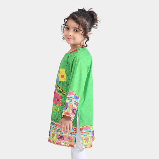 Girls Cotton Printed Kurti independence day-L.Green
