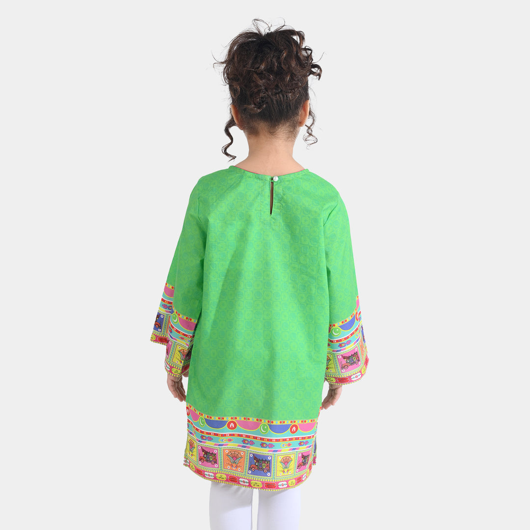 Girls Cotton Printed Kurti independence day-L.Green