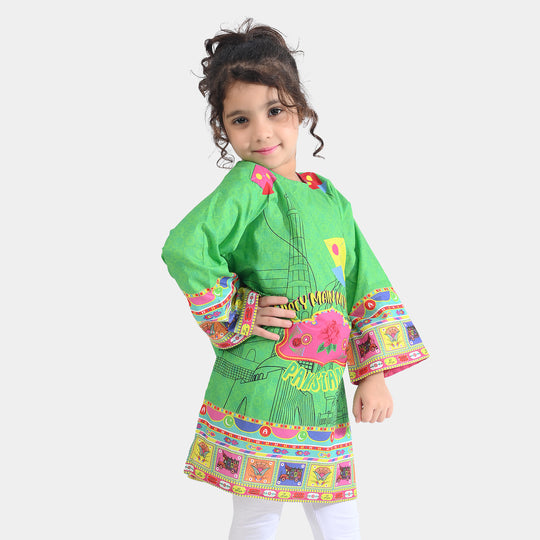 Girls Cotton Printed Kurti independence day-L.Green