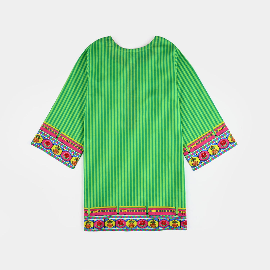 Girls Cotton Printed Kurti Jasmine Ind-L.Green