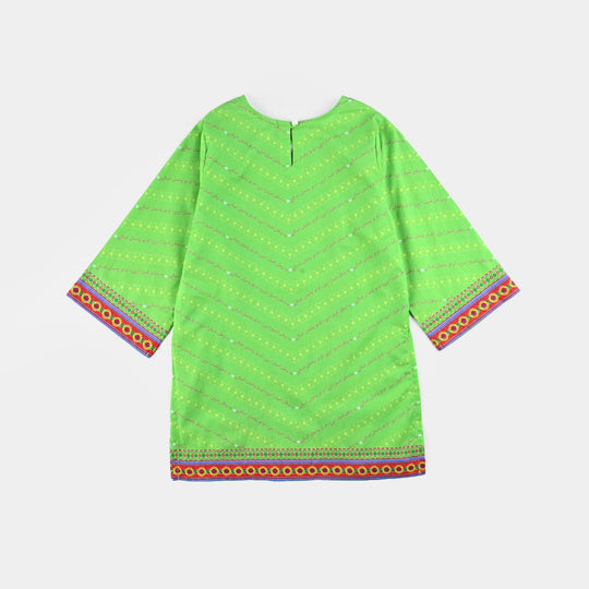 Girls Cotton Printed Kurti Qaumi Tarana Ind-L.Green